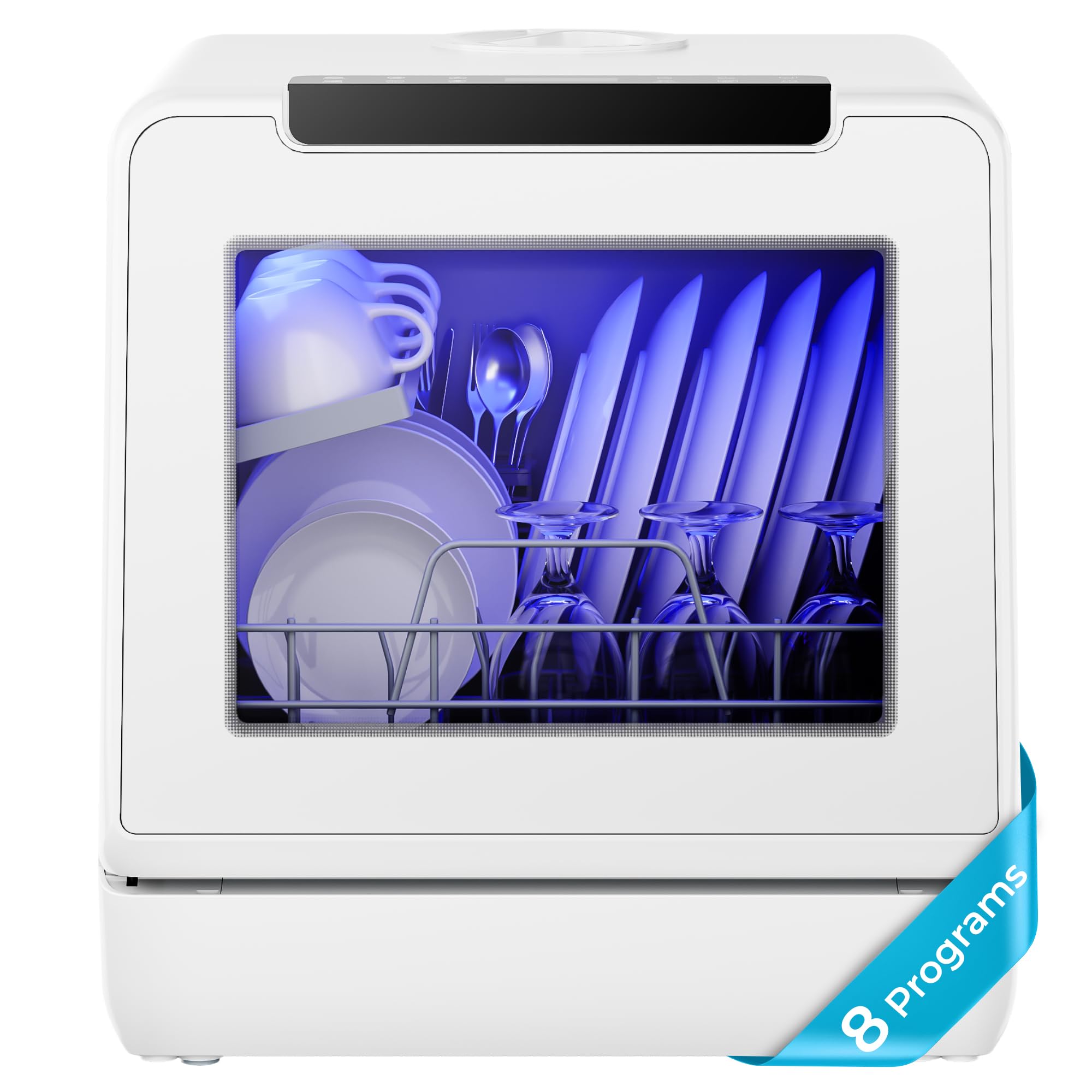 EUHOMY Countertop Dishwasher, 8-Program, 167°F Wash for 30+ Items, 5L Tank | Cou