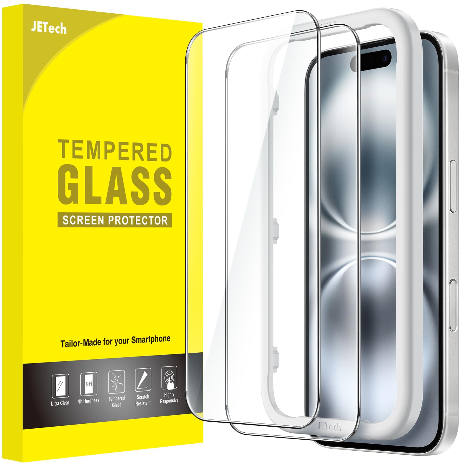 JETech Screen Protector for iPhone 16, 2-Pack