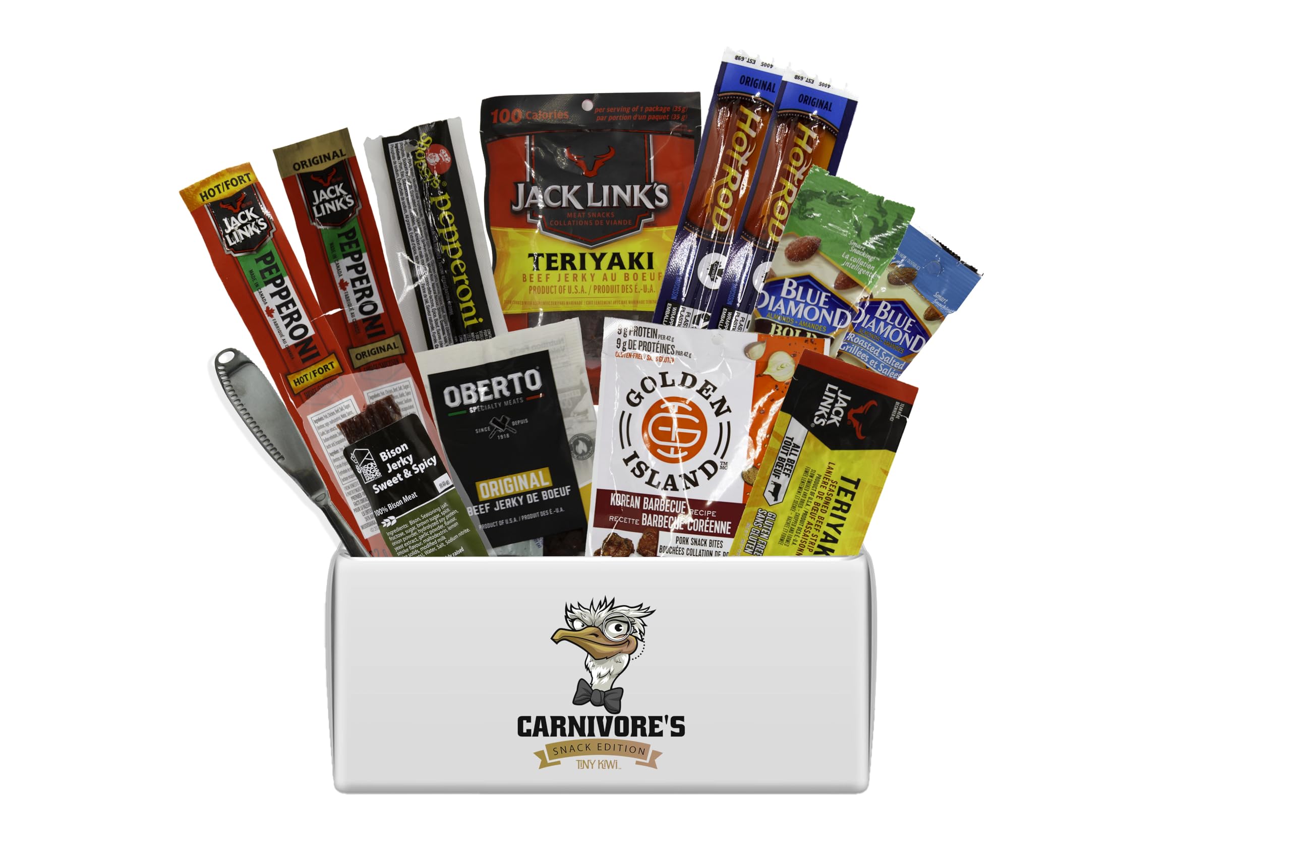 Carnivore's Jerky Snack Box: Assorted Beef Jerky by Top Brands with Local Bison 