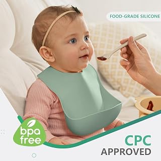 Cuddle Campus Set of 3 Silicone Bibs, Soft Adjustable Bibs for Boys &amp; Girls | BPA Free &amp; Waterproof, Easy to Clean, Reusable Feeding Bibs with Pocket, Baby Bibs for Eating, Suitable for Babies &amp; Toddlers