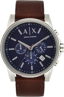 Armani Exchange Watch for Men, Quarz-Chronographenwerk und 45mm Gehäusegröße mit Lederarmband