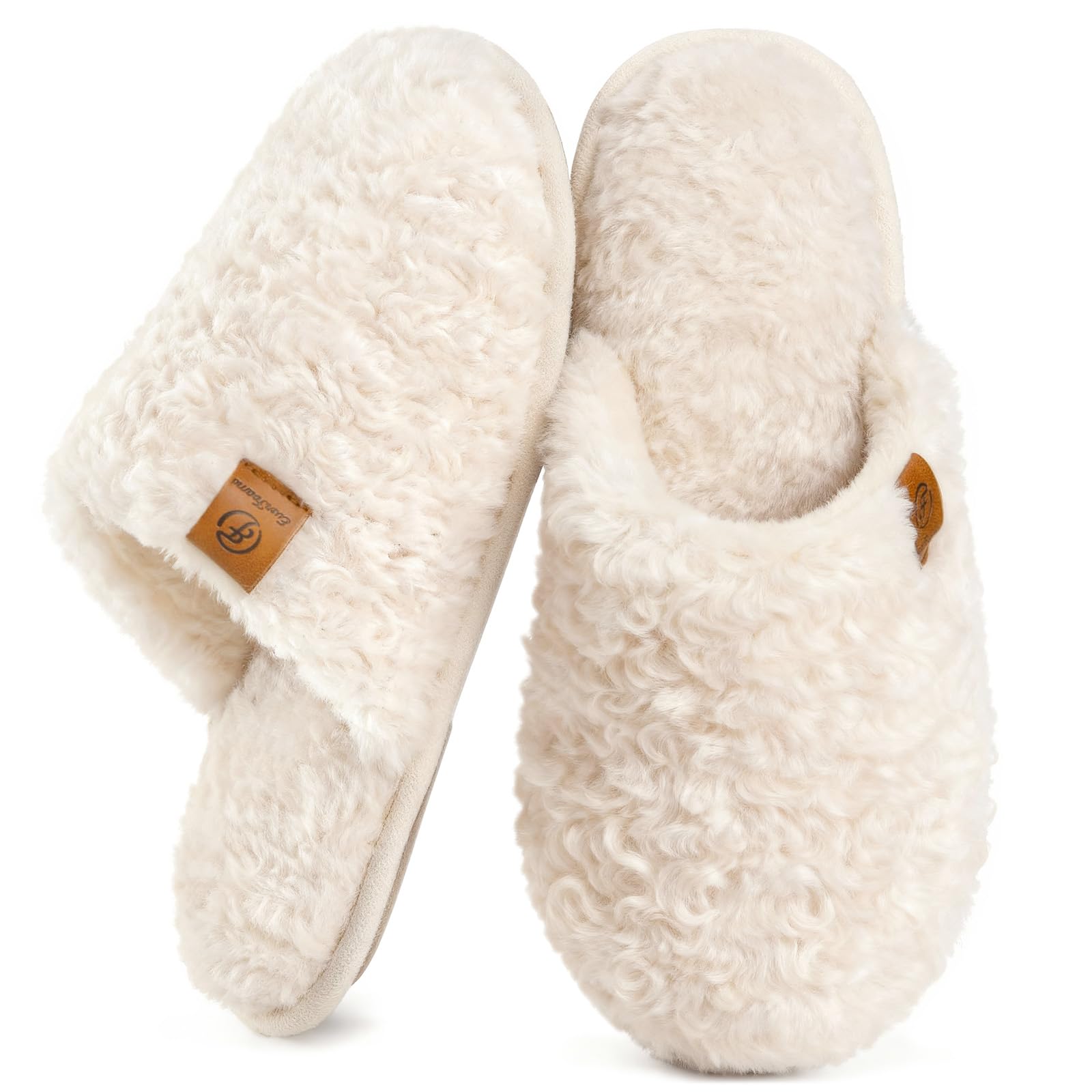EverFoams Women's Fuzzy Slippers Warm Cozy Memory Foam Indoor House Shoes | Comf