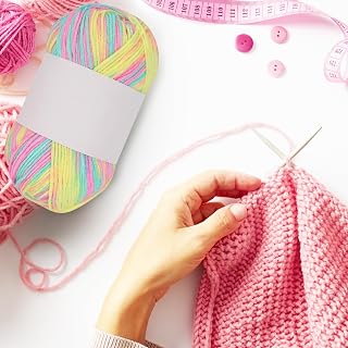 Three-Strand Socks Yarn for Crochet Knitting Lightweight Striped Yarn for DIY Scarves Shawls Crafts 1 Piece (Cotton Candy)