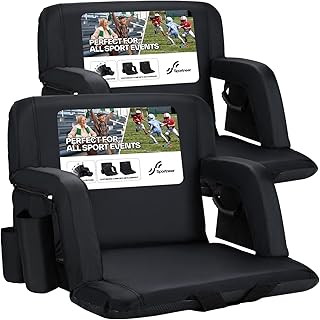 Sportneer Stadium Seats with Backs, 24" Wide Stadium Seat 6 Reclining Positions Portable Stadium Seats with 2.5" Thick Padded Cushion for Baseball Football Hockey Events Concerts Park Bench Camping