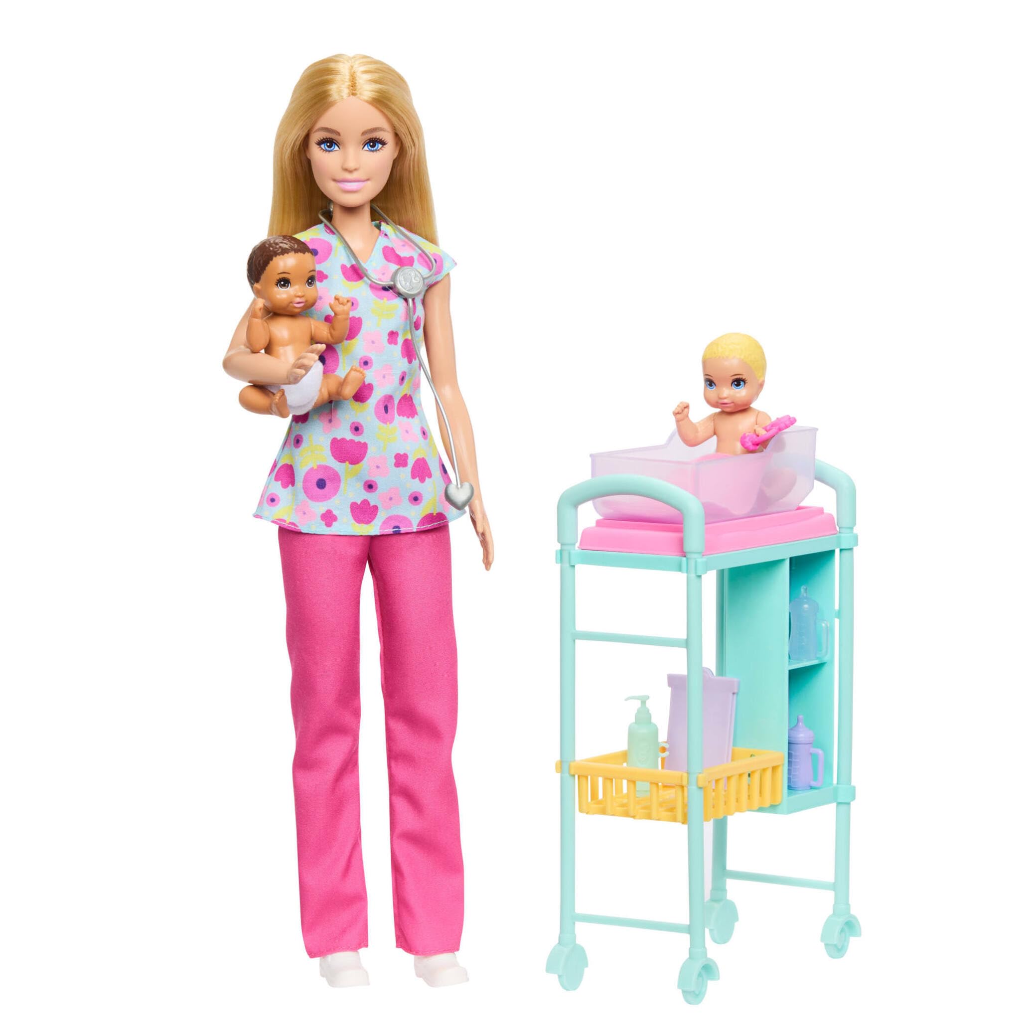 Barbie Careers Baby Doctor Themed Doll and Playset | 2 Baby Dolls with Doctor Fa