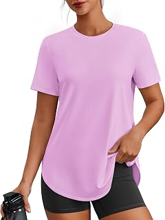 PINSPARK Workout Tops for Women UPF 50+ Hip Length Athletic Shirts S-3XL