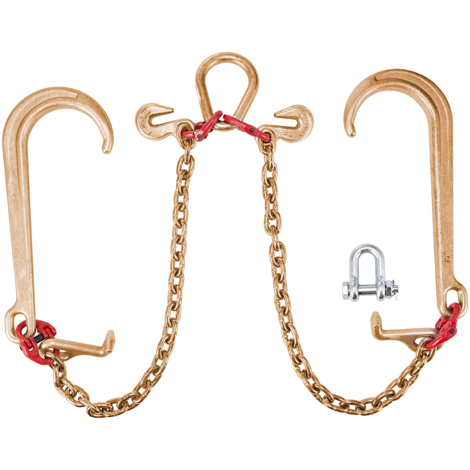 VEVOR V Bridle Chain, 5/16 in x 2 ft Bridle Tow Chain, Grade 80 V-Bridle Transpo