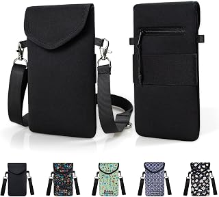FVRYOG Neoprene Phone Pouch with Crossbody Strap & Back Elastic Strap | Soft neoprene phone pouch with flap cover, detachable strap, back elastic strap and zipper pocket for hands-free carry