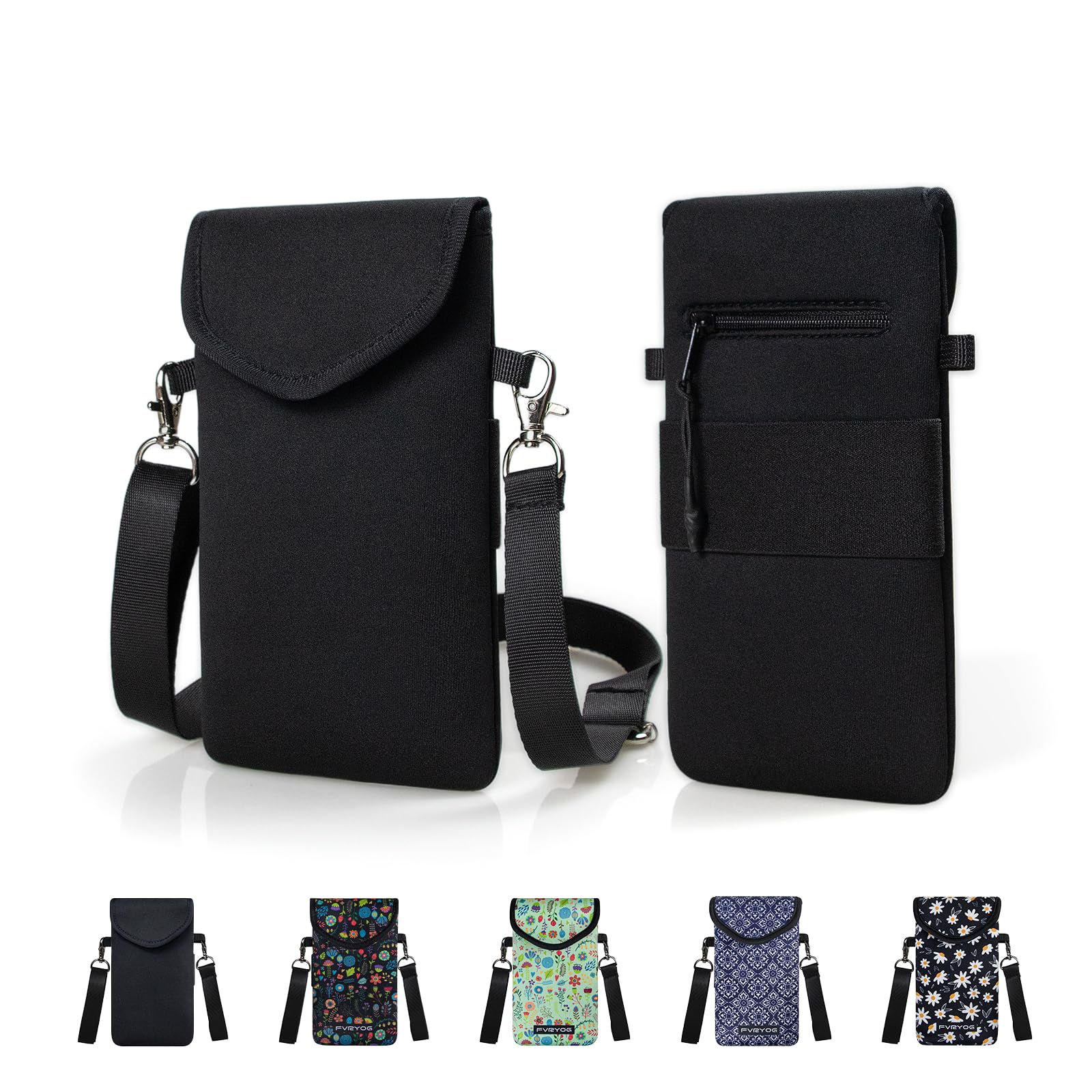 FVRYOG Neoprene Phone Pouch with Crossbody Strap & Back Elastic Strap | Soft neo