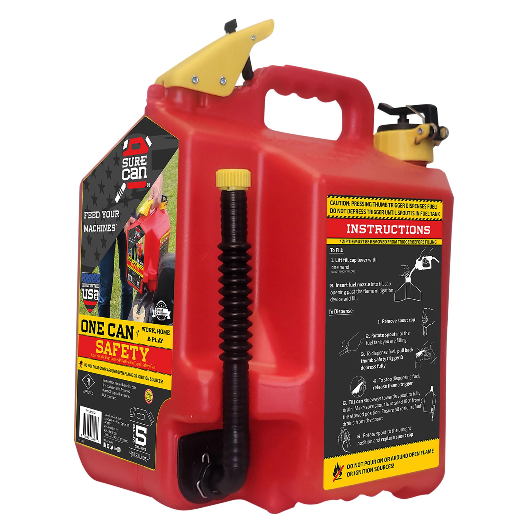 SureCan 5 Gallon Type II Storage Container – Rotating Spout, Self-Venting Design