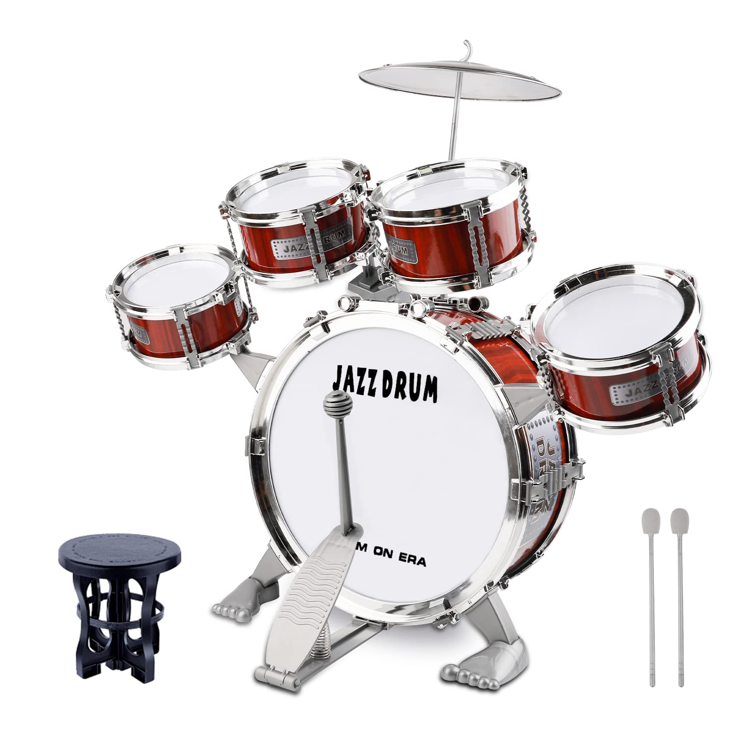 Junior Kids Drum Kit, baby Jazz Drum Toy Set with 5 Drums & Stool | Mini Band Ro