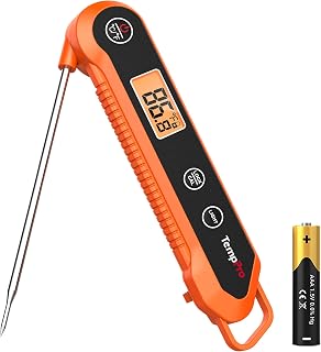 TempPro TempSwift 1 Sec Meat Thermometer Digital for Kitchen Cooking Food | 3.9 inches Long Probe, 0.9°F Accuracy, Waterproof & Backlight Food Thermometer for Cooking Oil Frying Candy Baking BBQ, Grill