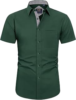 J.Ver Men's Short-Sleeved Casual Shirt with Pocket, Regular Fit Business Shirt, Easy to Iron, Modern Men’s Tops