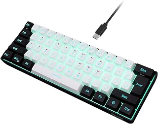 Snpurdiri 60% Wired Gaming Keyboard, RGB Backlit,Ultra-Compact Mini Keyboard with Detachable Cable,Black and White Color