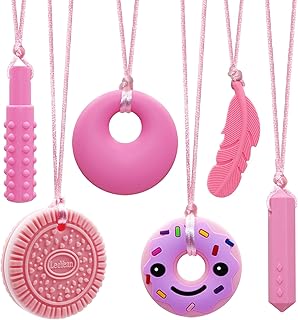Chew Necklace for Sensory Girls, Silicone Chewy Necklaces for Kids with Autism, ADHD, SPD, Chewing, Oral Motor Therapy Toy