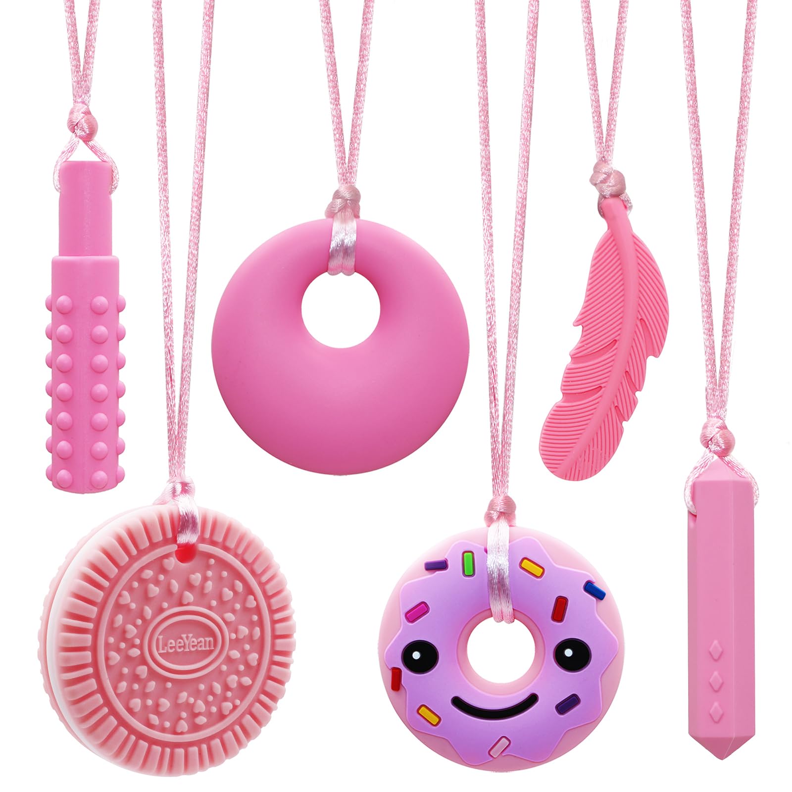 Chew Necklace for Sensory Girls, Silicone Chewy Necklaces for Kids with Autism, 