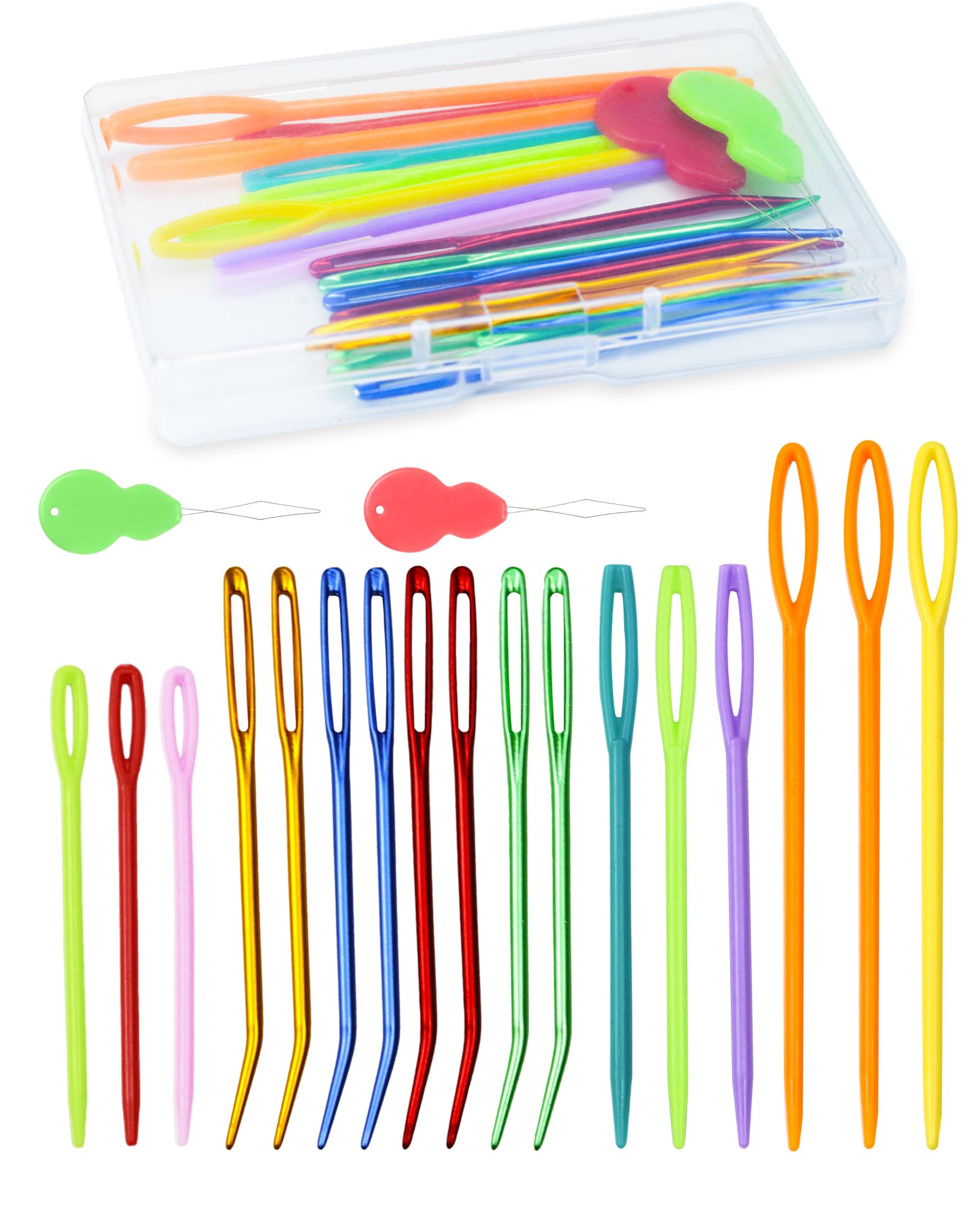 FIVEIZERO 19 Pcs Yarn Needles Set, Assorted Yarn Needles Bent Tapestry Needle We