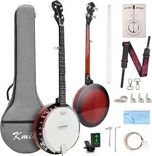 Kmise Banjo 5 String Banjos,Full Size 38 Inch Open or Closed Back with Resonator, Bridge, Strings Pack, Finger Picks, Strap, Case, Tuner Accessories Set Gift Choice for Adults Beginner