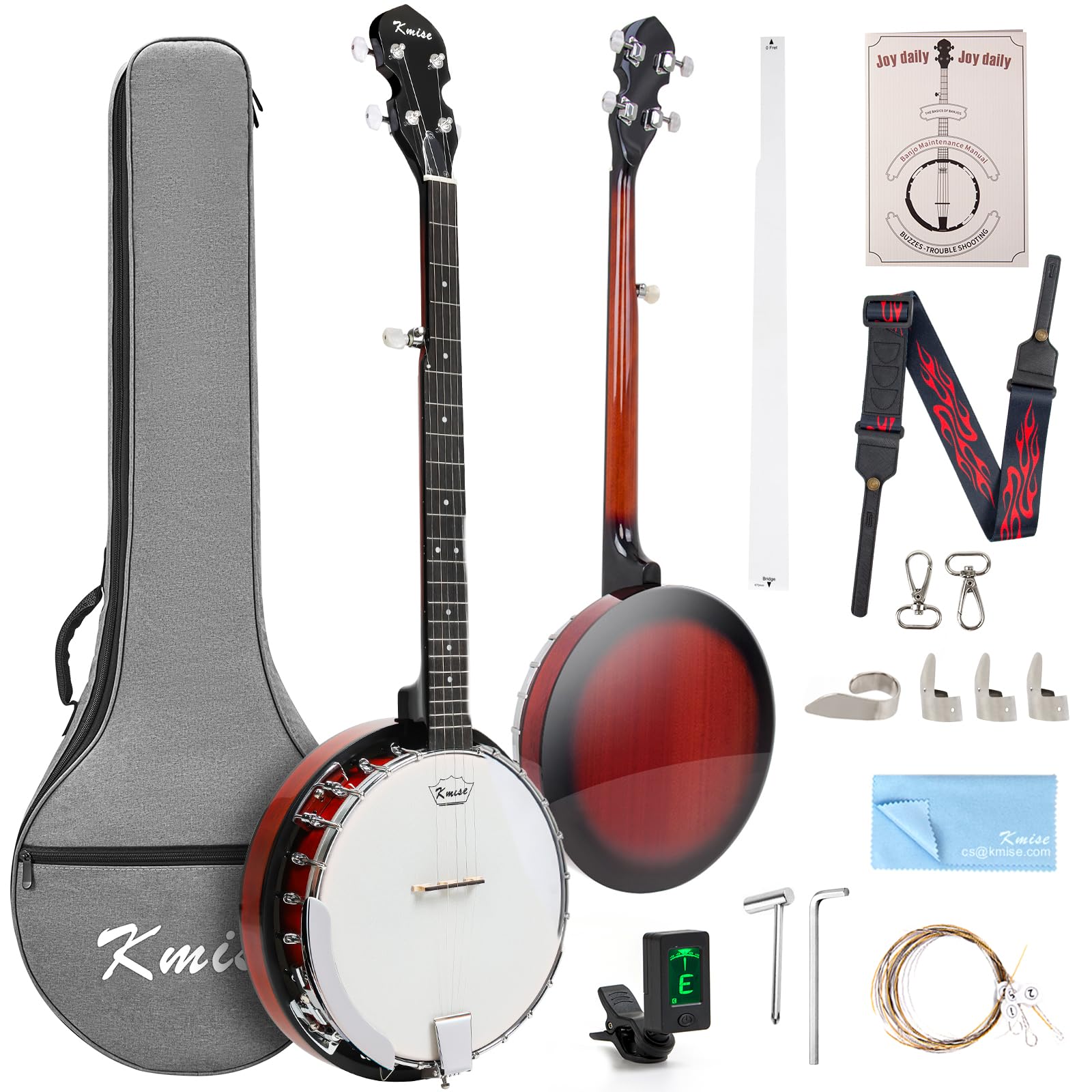 Kmise Banjo 5 String Banjos,Full Size 38 Inch Open or Closed Back with Resonator