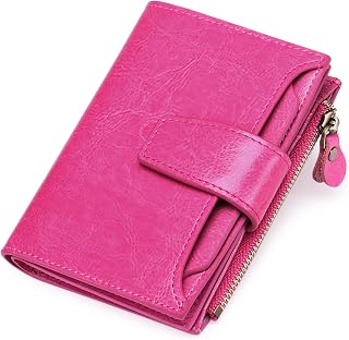 SENDEFN Women's Genuine Leather Wallet Small Cute Coin Purse with Zip 14 Cards Women's Leather Wallet with Many Compartments