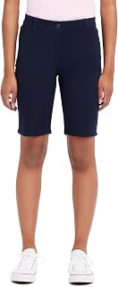 IZOD Women's Uniform Bermuda Shorts, Skinny Style with Hook & Eye Closure, Stretch Twill Fabric School