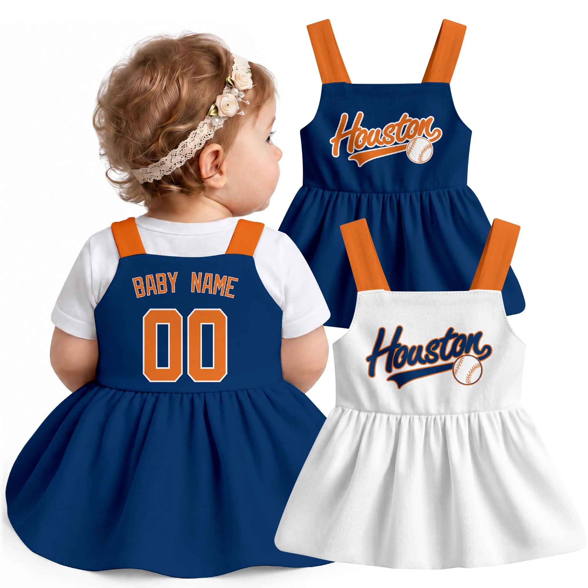 KREDE Baby Girl Clothes Custom Baby Strap Dress with Number Name for Baby Girl G