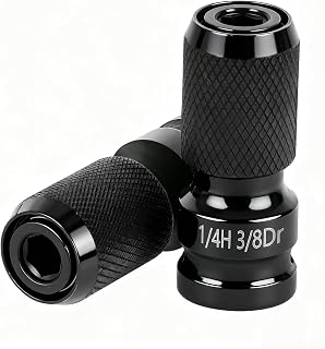 2PC 3/8" to 1/4" Impact Wrench Adapter, Quick Release Bit Holder, Cr-Mo Steel with Black Phosphate Finish, for Impact Driver, Ratchet & Power Tools