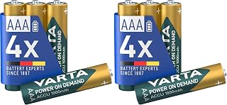 VARTA AAA Batteries, Rechargeable, 8 Pack, Recharge Accu Power, Rechargeable Battery, 1000 mAh Ni-MH, No Memory Effect, Precharged, Ready to Use