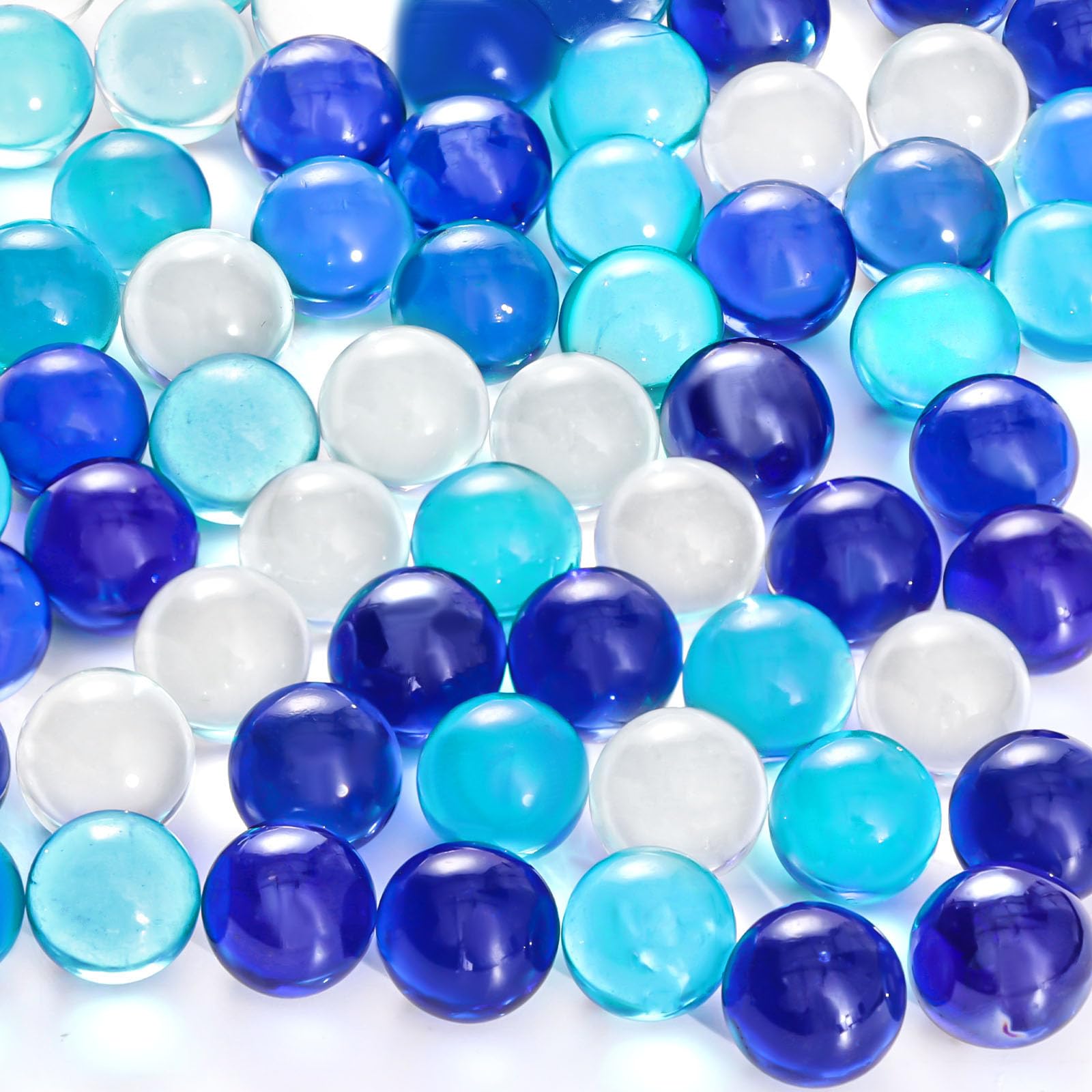 FUTUREPLUSX 75PCS Blue Marbles Bulk, for Kids Marble Run Games, Fillers Aquarium