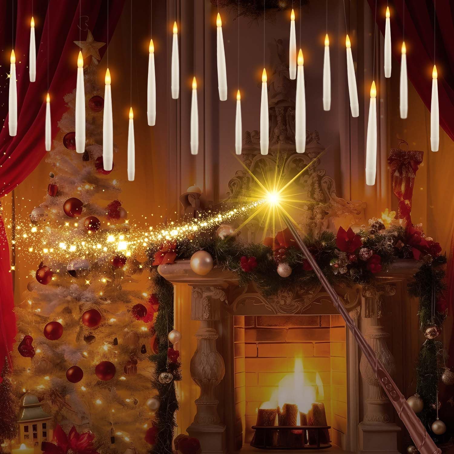 36 Pcs Remote Controlled Floating Magic Candles, Battery Operated Hanging Decor 