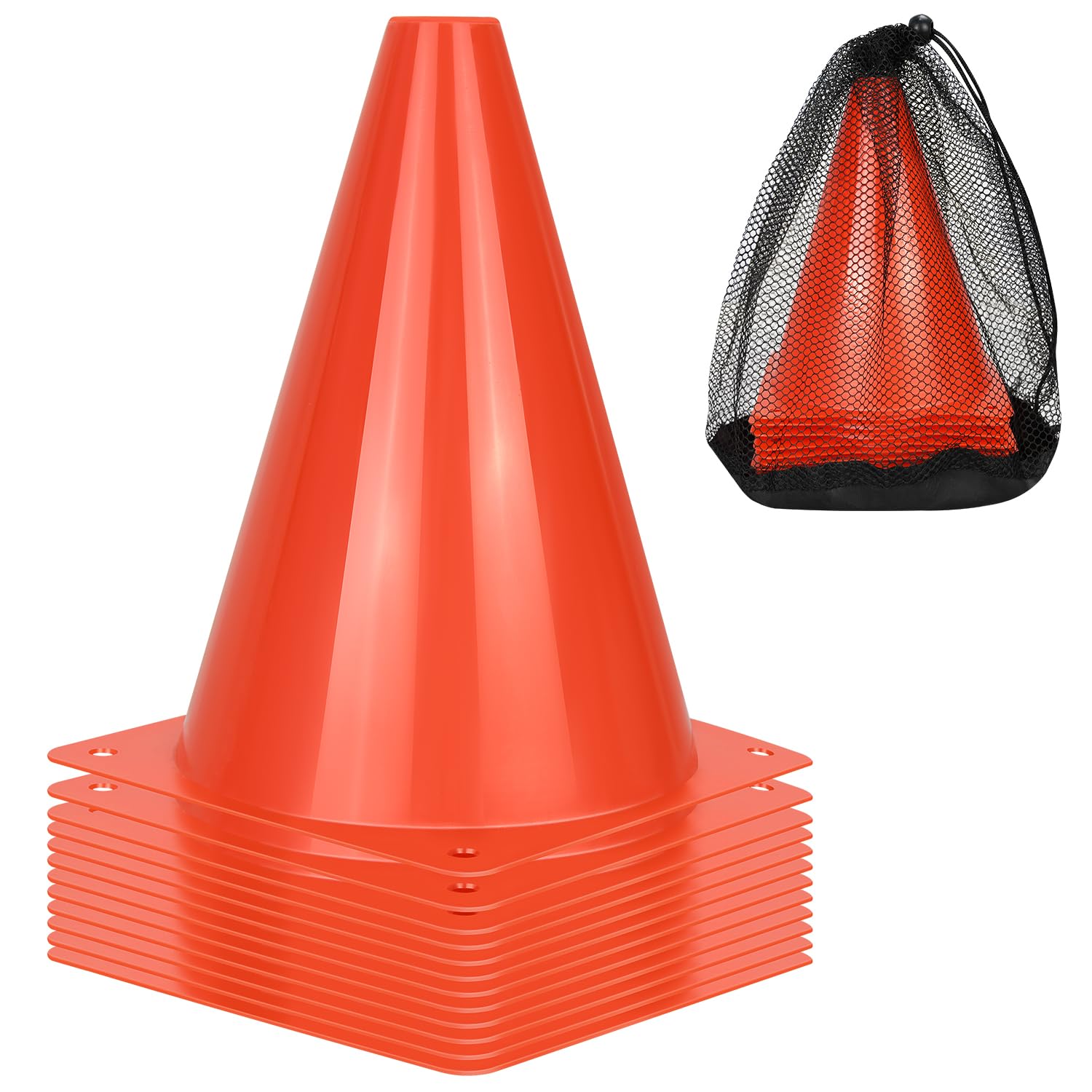 PXZBLG 12/24/50pcs Soccer Cones, 7" Plastic Traffic Cones | for Sports Training,