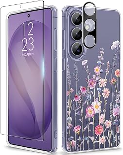 GVIEWIN for Samsung Galaxy S26 Case Floral Clear Slim Non-Yellowing | Shockproof Protective Women Phone Case, Screen Protector & Camera Lens Protector for Galaxy S26 6.3", Floratopia/Colorful