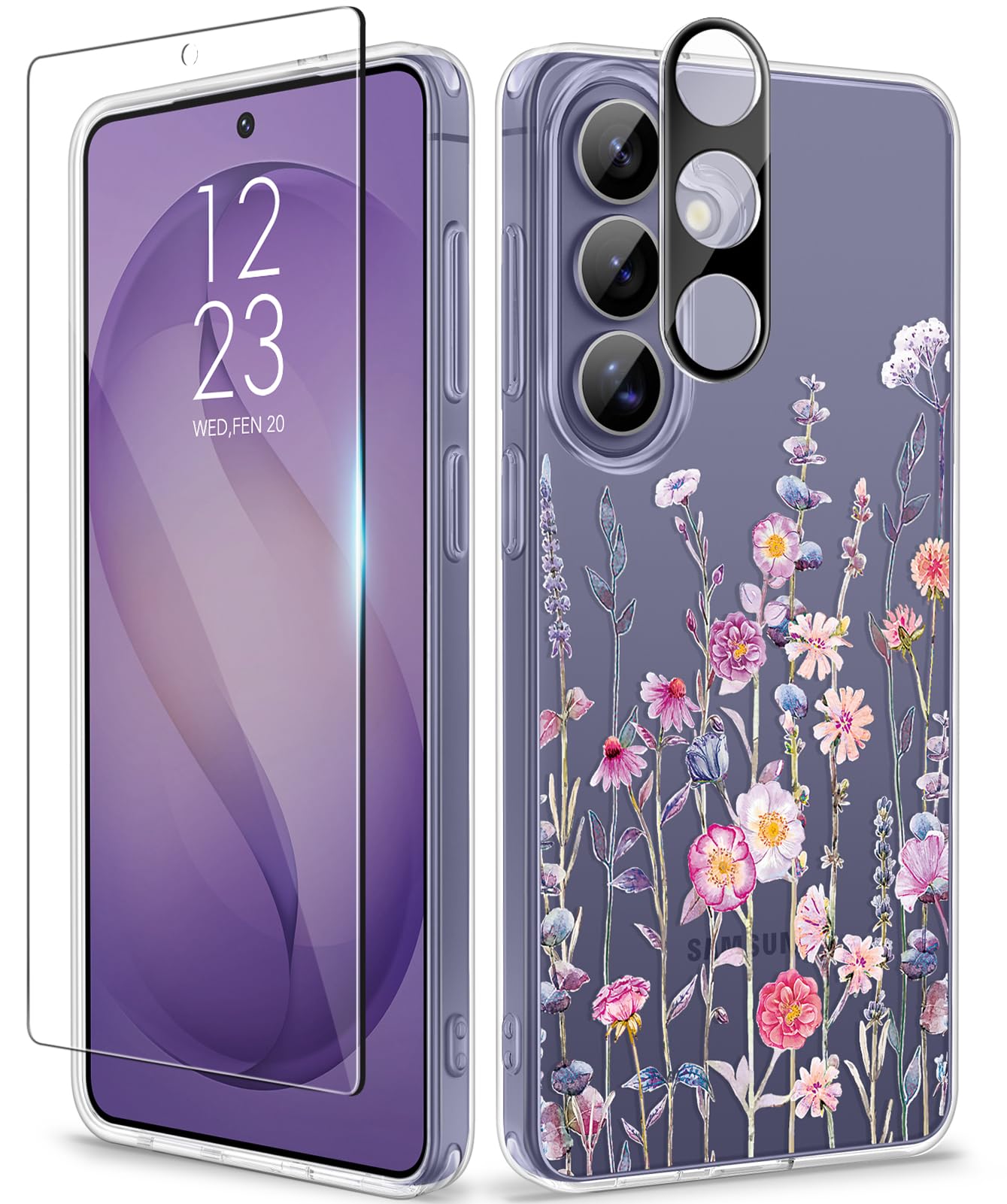 GVIEWIN for Samsung Galaxy S26 Case Floral Clear Slim Non-Yellowing | Shockproof