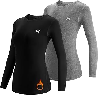 MEETWEE Women's Thermal T-Shirt Long Sleeve Compression Base Layer Thermal Underwear for Sports Skiing Running
