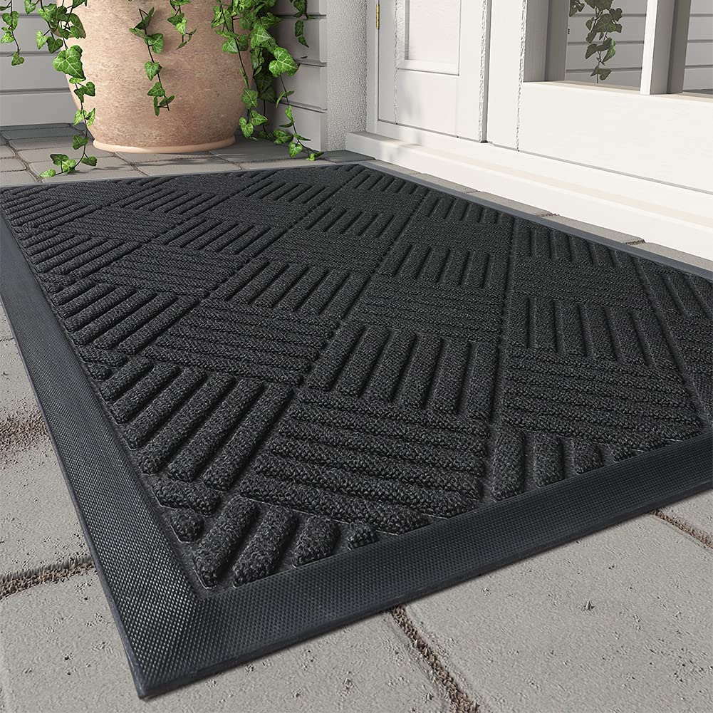 Front Door Mat Outdoor Indoor Welcome Mat Non Slip Rubber Doormat Absorbent Entr