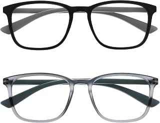OPULIZE Max RR78-17 RR78-17 RR78-17 Reading Glasses 2 Pairs Classic Shape Matte Black and Grey Matt