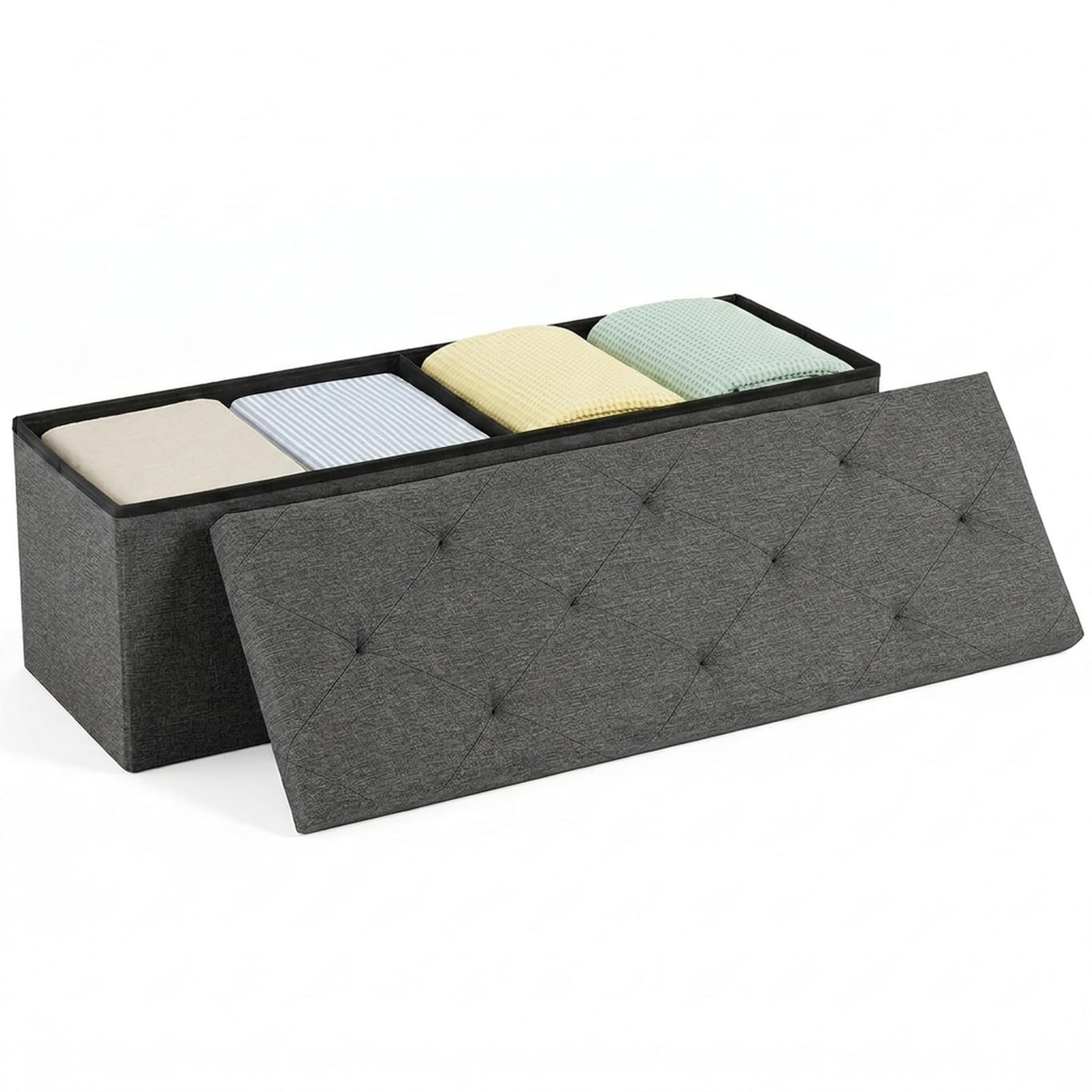 DUMOS 43 Inch Foldable Storage Ottoman Bench, Large Ottoman with Storage | Stora