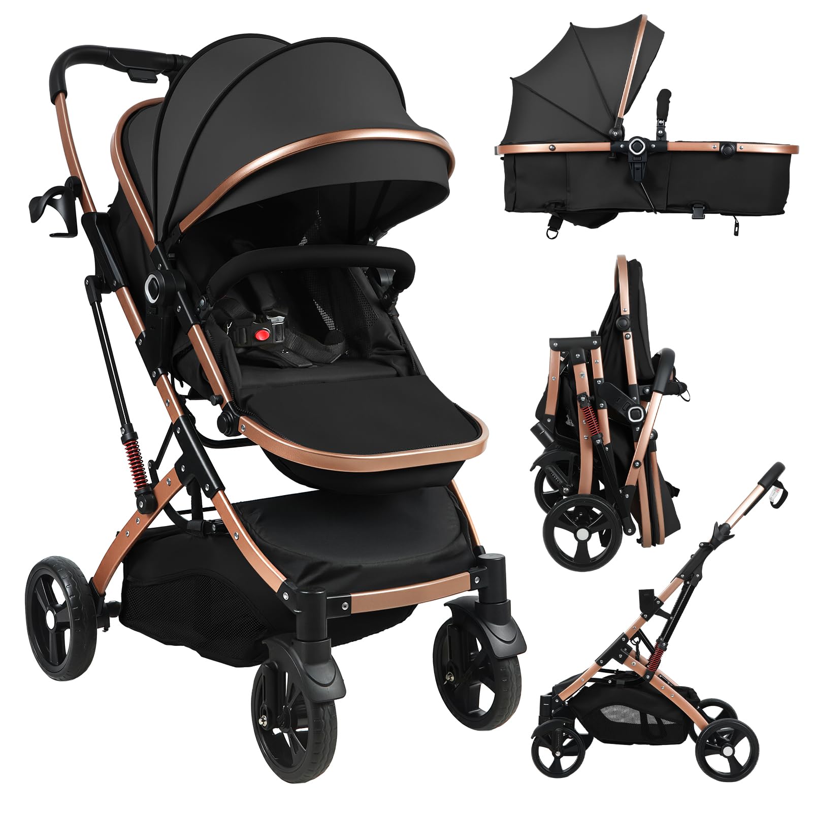 Baby Stroller, 2 in 1 Convertible Bassinet Mode Newborn to Toddler | Reversible 