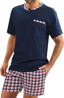 sesto senso Men's Short Pyjamas Cotton Short Sleeve T-Shirt Pyjama Bottoms