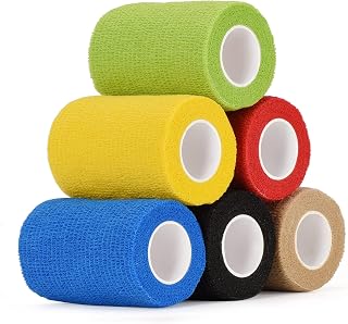 SEADESKY 6 Pack Self Adherent Cohesive Bandages 7.5cm x 4.5m Vet Wrap Horse | Self Adhesive Bandage Pet Vet Wrap for Dogs Horses Pet Self Adherent Bandages Tape for Wrist Ankle Elastic Bandage for Sports