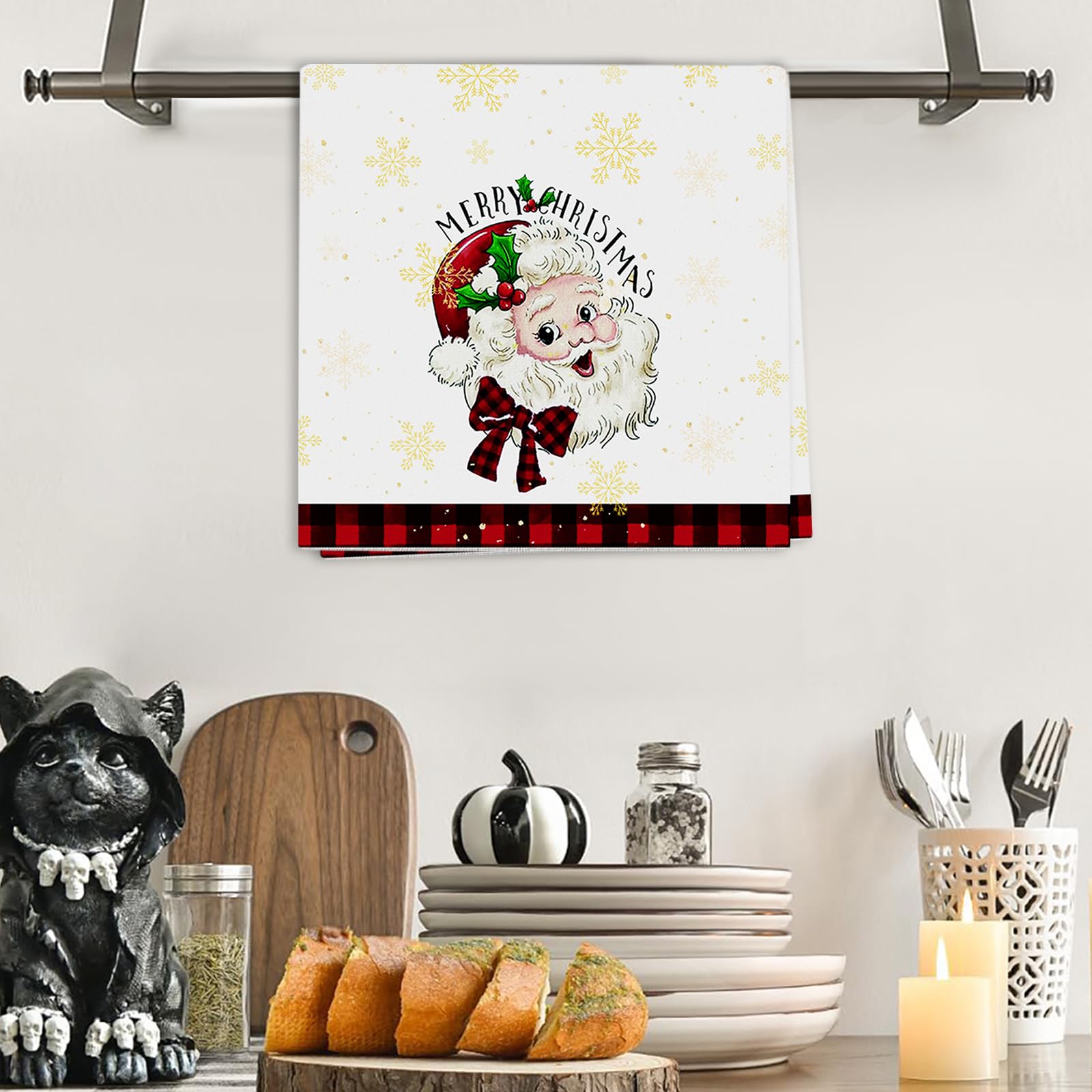 Believe Buffalo Plaid Holiday Kitchen Bathroom Towels Christmas Gnome Holiday Ki