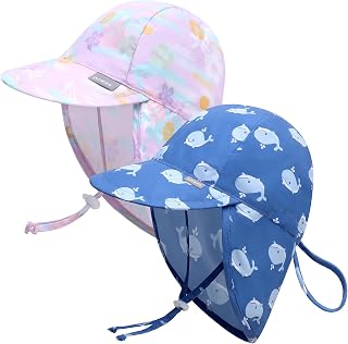 Duoyeree Baby Sun Protection Hat with Neck Flap UPF 50+ Polyester Hat 0-5T