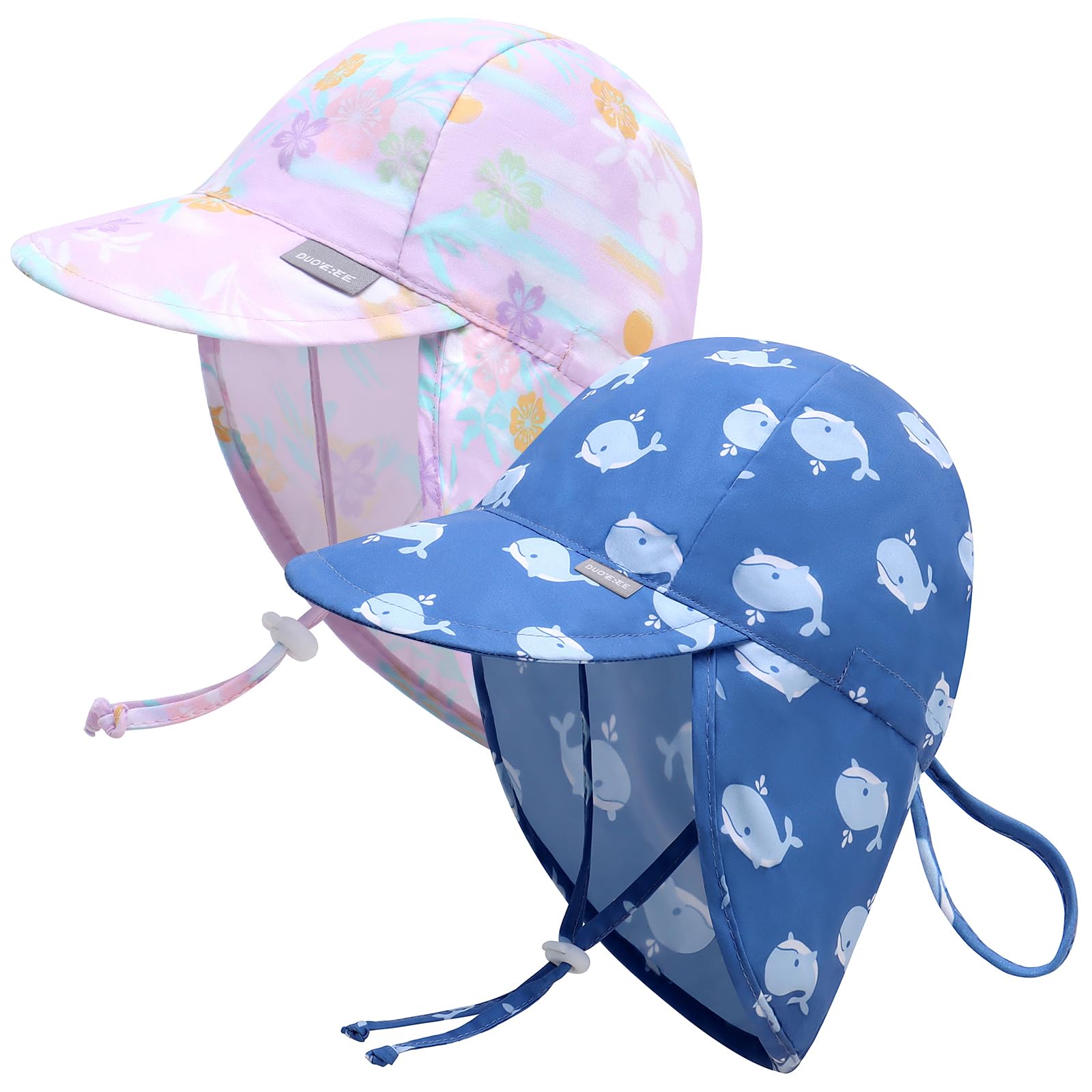 Duoyeree Baby Sun Protection Hat with Neck Flap UPF 50+ Polyester Hat 0-5T