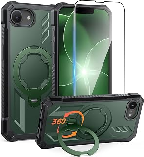 FNTCASE for iPhone 17e Case, for iPhone 16e Case with 360 Magnetic Stand