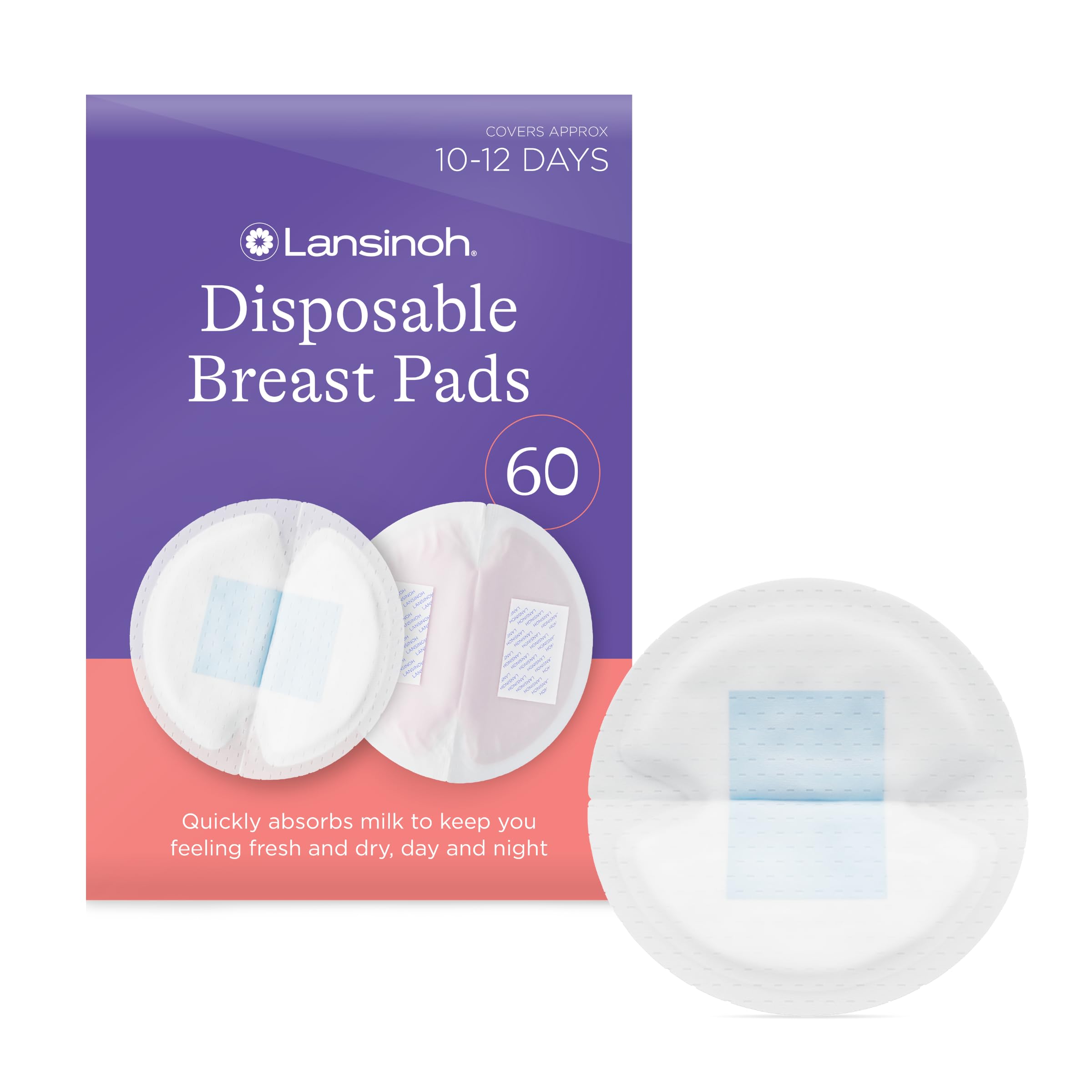 Lansinoh Disposable Breast Pads Maternity 60 Pack - Ultra-Thin & Abosrbent | Nur