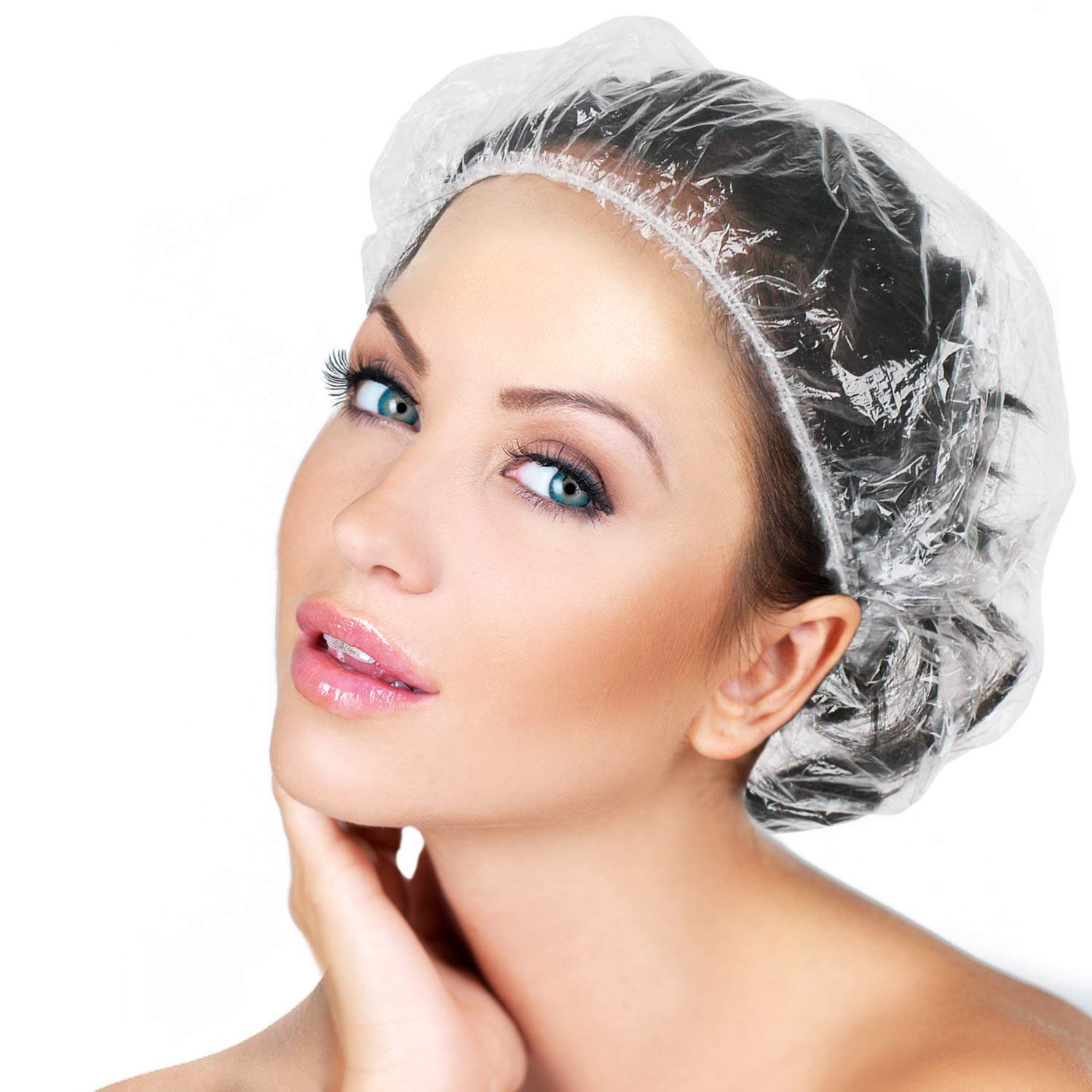 Disposable Shower Caps 100 Pcs - Multi-Purpose Thickening Elastic Bath Cap Plast