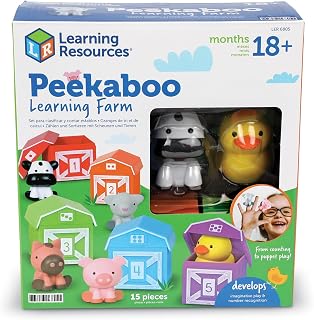 Learning Resources Peekaboo Learning Farm | Farm Animals for Toddlers, Educational Fine Motor Montessori Sets, Toddler Animal Toys, Counting, Sorting & Matching Toy