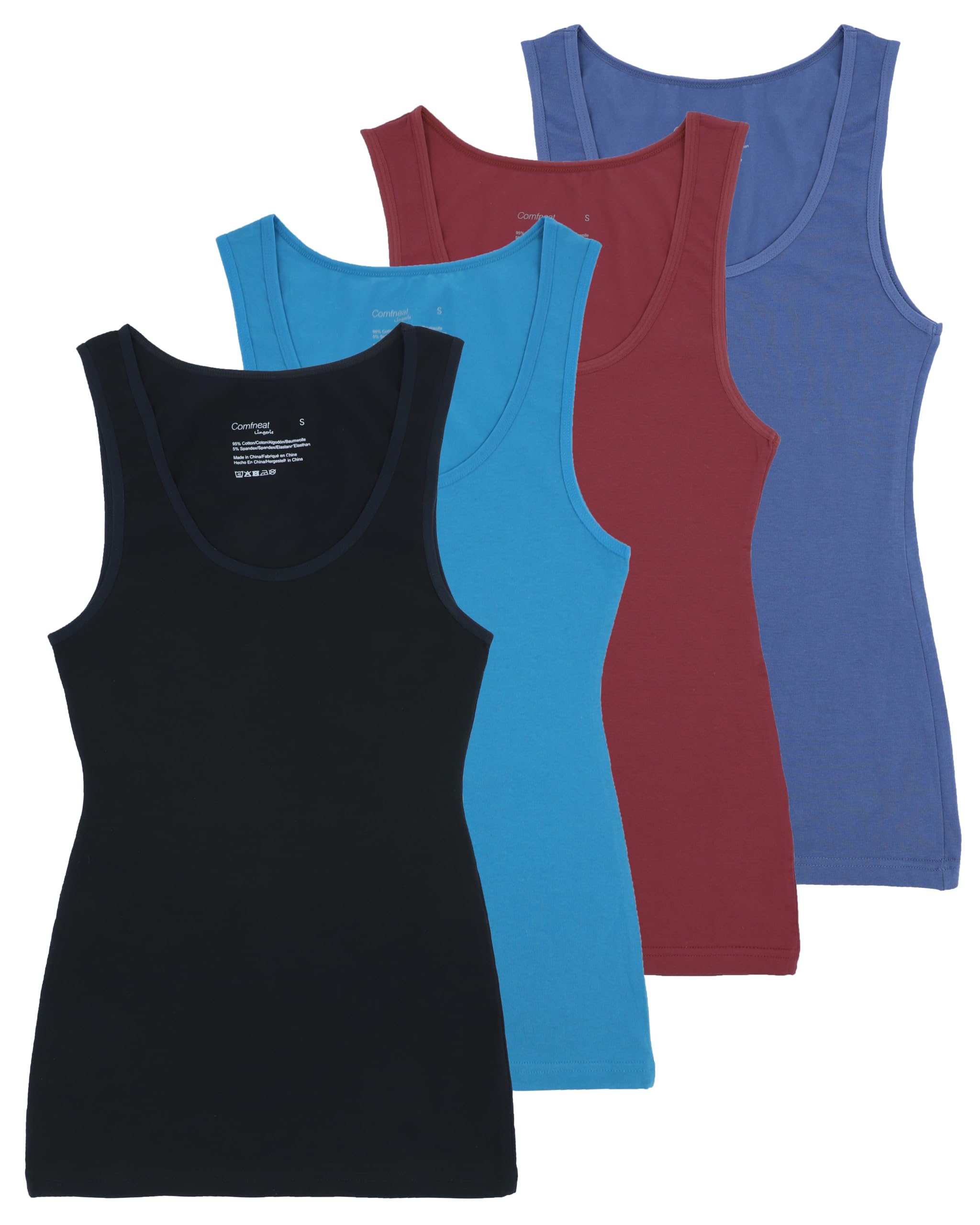 Comfneat Women's 4-Pack Slim Fit Tank Tops Comfortable Vests