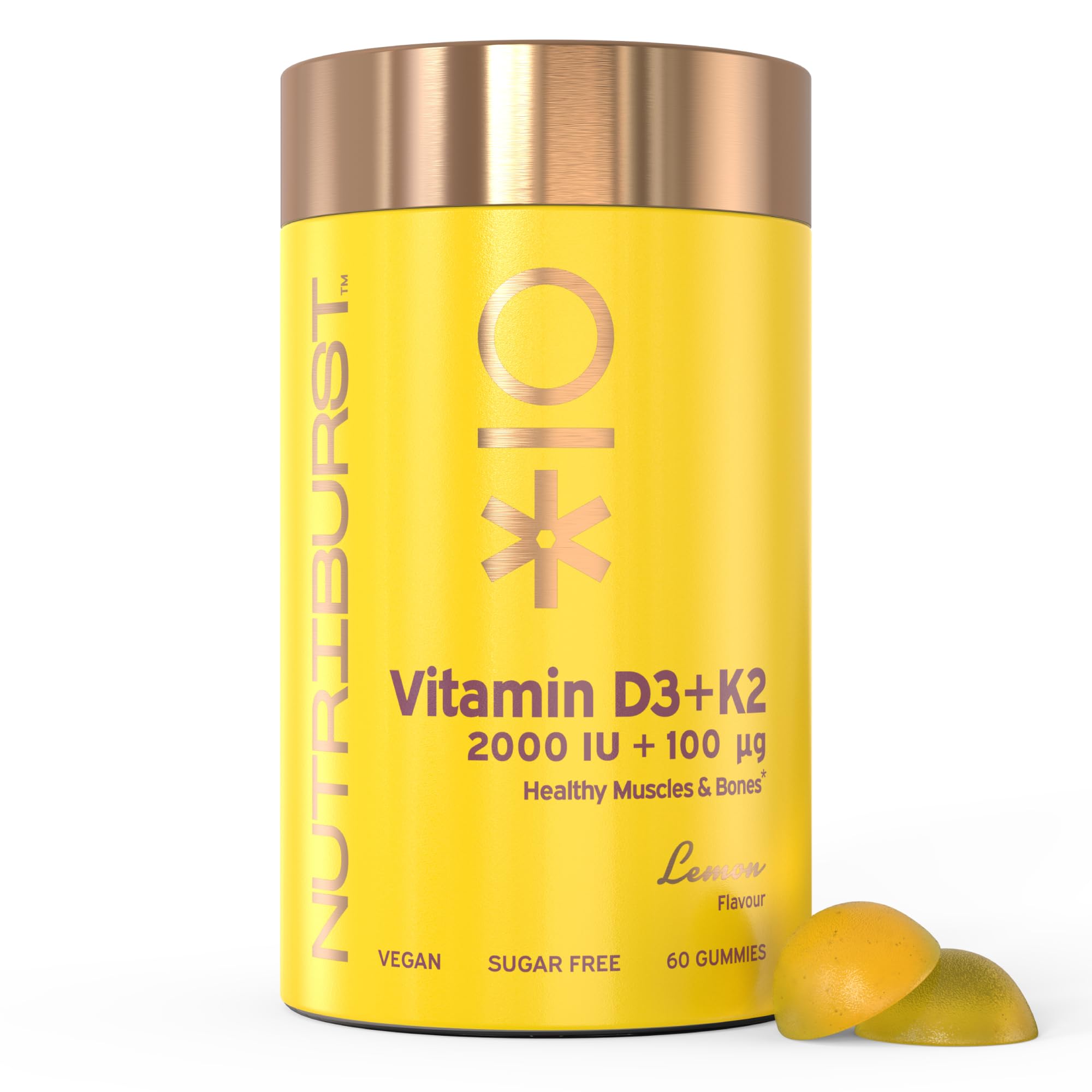 Nutriburst Vitamin D3+K2 • Bone & Immune Health • Vegan & Sugar Free Gummy