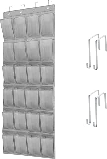 Over The Door Shoe Organizers with 24 Mesh Pockets Shoe Organizer Storage Hanging Shoe Organizer Shoe Holder for Rack (Grey)